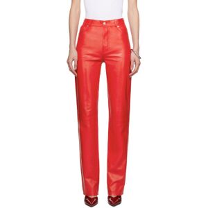 LU’U DAN Pantalon droit rouge en cuir - WAIST US 32 - Publicité