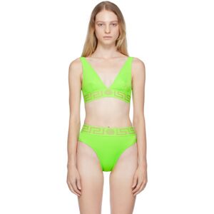 Versace Underwear Haut de bikini vert à motif à clé grecque - 1 - Publicité
