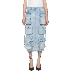 The Attico Jupe midi bleue en denim à poches - WAIST US 25 - Publicité