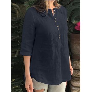 ZANZEA Blouse Casual en Coton Uni avec Boutons, Plis et Ourlet Asymétrique - Publicité