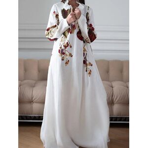 VONDA Robe maxi décontractée à manches longues à col en V et imprimé floral pour femme - Publicité