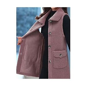 Gilet Femme Extérieur Plein Air du quotidien Sortie Style moderne Décontractées Style de rue Pluche Avec poches Longue Manteau Rose Claire Rouge Kaki Automne Hiver Boutonnage Simple Revers Standard M Lightinthebox - Publicité