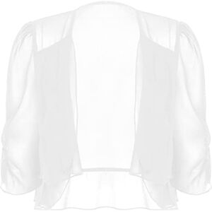 ranrann Boléro Femme Mousseline de Soie Veste Ouverte Top Dentelle Mariage Haut Chic Elégant Gilet Cérémonie pour Robe Soirée Mariage Mariée Cocktail Casual M-XXL Type H Blanc XL - Publicité