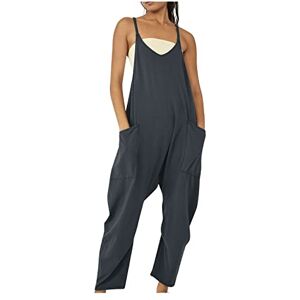 HAOLEI Combinaison Femme Sport Sans Couture Une Pièce Jumpsuit Grande Taille PlisséE Salopette Avec Poches Couleur Unie Playsuit Pantalon - Publicité