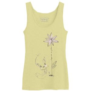 cotton division Looney Tunes « Tweety with Flower »  Débardeur Femme, Jaune, Taille M - Publicité