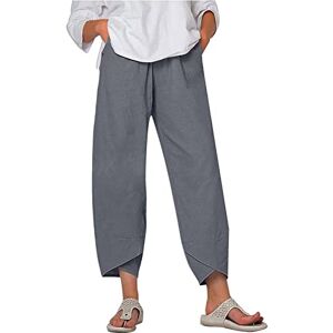 Générique Pantalon Lin Femme Ample et Respirant Été Neuvième Pantalon Décontracté en Coton et Lin, Pantalon Femme Taille Elastique Grande Taille Couleur Unie Taille Haute Pantalon Fluide Léger et Décontracté - Publicité