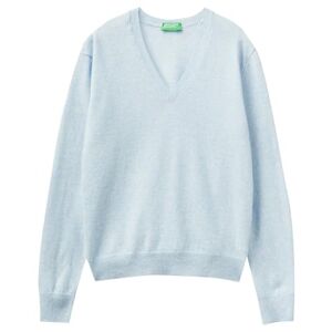 United Colors of Benetton Femme Maillot Col V M/L  Sweater, Bleu Ciel 5a1, S - Publicité
