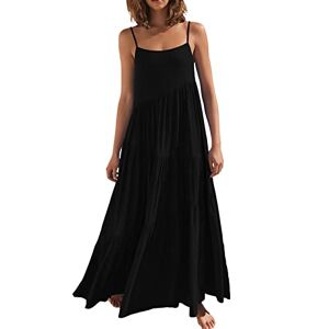 Susenstone Tunique T Shirt Robe Femme Imprimées Robe de Plage Soie Pas Cher 2022 Bal Vintage Rétro Mode Robe Ete Femme Mi-Longue Respirant Robe de Femmes Fleurs Robe Noir M - Publicité