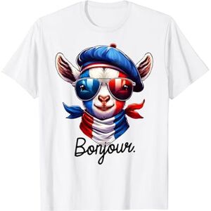 Grapheino Co. T-shirts Chèvre très Drôles Tshirt Chèvre Drapeau Français France Lunettes Soleil Chevre T-Shirt - Publicité