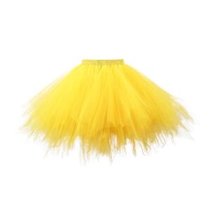 Generic Jupe en tulle pour femme Costume de festival Tutu Jupe courte Rockabilly Ballet Halloween Carnaval Cosplay Robe de danse, jaune, XL - Publicité