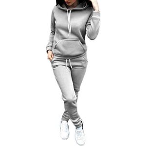 Onsoyours Combinaison De Sport Pour Femme Survêtement Jogging Costume Manches Longues Haut À Glissière + Pantalon Femme Loisirs 2 Pièces Pull À Capuche Vêtements De Sport Ensemble B Gris S - Publicité