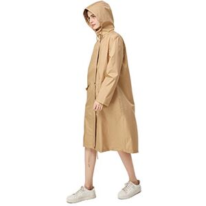 Freesmily Manteau de pluie long élégant pour femme avec veste imperméable à capuche, kaki, L - Publicité