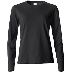 CLIQUE T-shirt à manches longues col rond pour femme Basic-T L/S Mesdames en coton jersey coupe slim-fit en différentes tailles et couleurs, Noir , XX-Large - Publicité