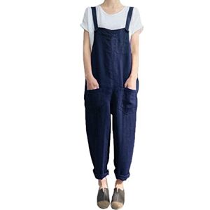 Susenstone Soldes Salopette Coton Et Lin Femme ÉTé Loose Grand Taille Combinaison, Casual Confort Respirante Sexy Pas Cher Pantalons Large Jumpsuit - Publicité