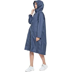 Freesmily Manteau de pluie long élégant pour femme avec veste de pluie imperméable à capuche, Bleu profond, L - Publicité