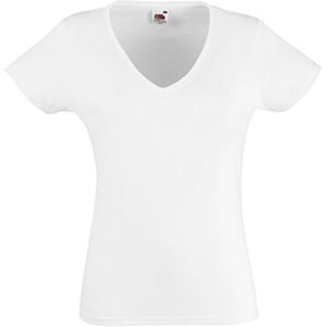 Fruit of the Loom Valueweight V-Neck T Lady-Fit T-Shirt, Weiß (White 000), XXL Femme - Publicité