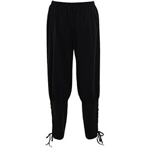 Double Villages Renaissance Culotte Bouffante Pantalon Médiéval Viking Un Pantalon Viking Pantalon Costume Un Pantalon (Noir, XL) - Publicité