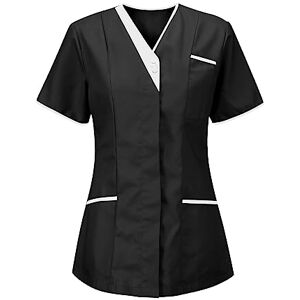 Zeiayuas Blouse Medicale Femme Banche Manche Courte Uniforme de Travail Blouse Infirmiere Uniforme Femme Esthéticienne Femme Professionnelle D'infirmière Uniforme de Travail - Publicité