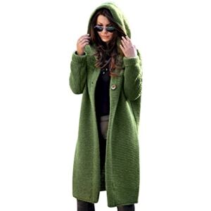 Onsoyours Gilet Femme Cardigan Long en Tricot Veste Ouvert Épais Manches Longues Pull Gilet Chaud Pull Gilet Chaud Casual Capuche Manteau Sweater Hiver Chandail Outwear Vert 3XL - Publicité