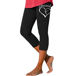 ORANDESIGNE Pantalon Capri Femme été Pantalon Stretch en Dentelle Taille Haute 3/4 Longueur Leggings Capri Leggings Courts Collants Souples Pantalons Décontractés Sportwear Style 32 L - Publicité