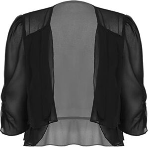 ranrann Boléro Femme Mousseline de Soie Veste Ouverte Top Dentelle Mariage Haut Chic Elégant Gilet Cérémonie pour Robe Soirée Mariage Mariée Cocktail Casual M-XXL Type H Noir XXL - Publicité