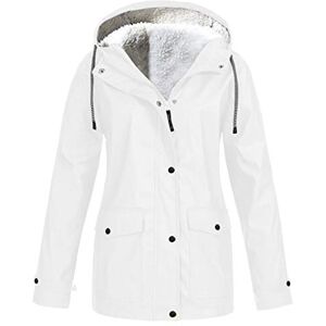 SoonerQuicker Veste de Pluie Solide pour Femmes Outdoor Plus imperméable à Capuche imperméable Coupe-Vent Enceinte poilue Grande Taille Mode col v Veste Motard Veste de Sport en Plein air imperméable - Publicité