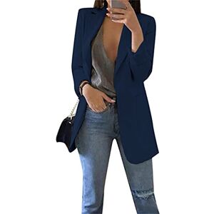 EFOFEI Femme Costume Simple De Couleur Cardigan Blouson De Mode Chic Veste Cardigan Bleu Marin L - Publicité