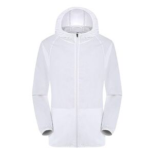 Générique Veste de Pluie Légère et Imperméable pour Femme Coupe Vent Mince Pliable Manteau Grande Taille Lâche Coat (White, XL) - Publicité