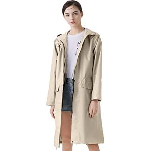 Minetom Veste de Pluie Longue Femme Léger Coupe-Vent Manteau Imperméable à Capuche Unisexe Zippée Blouson pour Randonnée Camping A Kaki S - Publicité