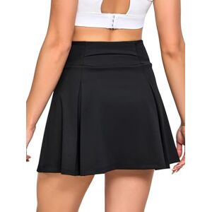 Monbessi Jupe Tennis Femme avec Pantalon Taille Haute Jupe Short avec Poches Short Jupe Femme pour Le Sport, L'EntraîNement, La Course à Pied (XS, Noir) - Publicité