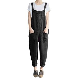 Susenstone Soldes Salopette Coton Et Lin Femme ÉTé Loose Grand Taille Combinaison, Casual Confort Respirante Sexy Pas Cher Pantalons Large Jumpsuit - Publicité