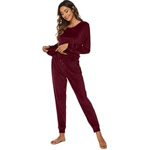 Ietaoo Velours Survêtements Femme Ensemble de Pyjama 2 Pièce Sportswear Jogging Automne Hiver Sweatshirt et Pantalon Sweat Suit Tenue Sport Ensemble Vêtements de Nuit Vin Rouge XXL - Publicité