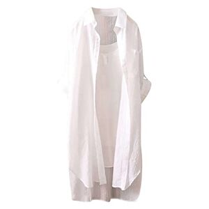 HHOP Caraco Soie t Shirt Long Femme Blouse Tunique Femme sous Pull Femme Chemisier Femme Chic et élégant Haut Blanc Femme fiyote Chemisier Femme Blouse 44989 Tops pour Femme Haut Noir Femme s Vetement - Publicité