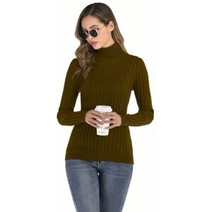 Enjoyoself Pull Femme Col Roulé Tricot Hiver Chaud Thermal Chic Ajusté Moderne Serré Col Montant Confortable sous-Pull Basique Pullover Laine Top Haut Manches Longues Vintage - Publicité