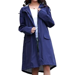 Minetom Veste de Pluie Longue Femme Léger Coupe-Vent Manteau Imperméable à Capuche Unisexe Zippée Blouson pour Randonnée Camping A Marine L - Publicité