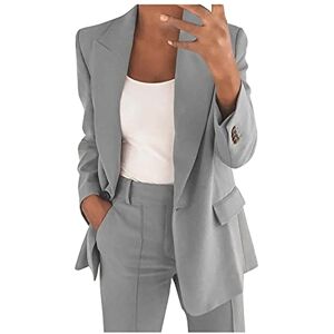 Générique Tailleur Femme 2 Pièces Elegant Couleur Unie Slim Fit Blazer Veste Formel Bureau Travail Pantalon Costumes Revers Manteau Ensemble - Publicité