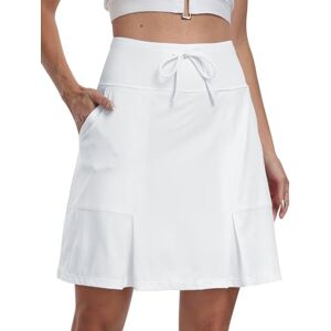 MoFiz Jupes de Tennis Femmes Respirantes Activewear Course Jupe Haute Taille de Travail avec Taille Élastique Blanc US XL - Publicité