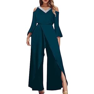 DAaomi Combinaison Femme Chic Pour Soirée Couleur Unie Playsuit Sexy Femme Col E V Manches Courtes/Sans Manches Mode Décontractée Rompers Jumpsuit Taille Haute Pantalon Jambes Larges - Publicité