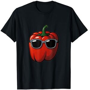 TS Dörgenhausen Poivron rouge avec lunettes de soleil comme légumes frais en été T-Shirt - Publicité