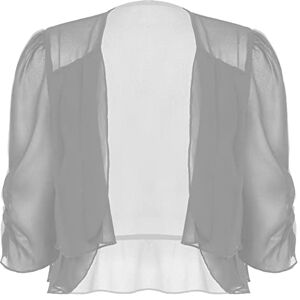 ranrann Boléro Femme Mousseline de Soie Veste Ouverte Top Dentelle Mariage Haut Chic Elégant Gilet Cérémonie pour Robe Soirée Mariage Mariée Cocktail Casual M-XXL Type H Gris XL - Publicité