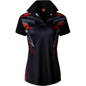 jeansian Femme De Sport Manches Courtes Casual Breathable Short Sleeved Polo T-Shirt Tops SWT308 Black S - Publicité