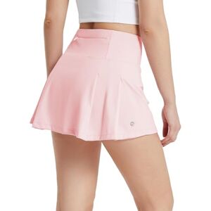 BALEAF Jupe de tennis pour femme avec pantalon Taille haute Plissée Mini jupe de golf Jupe d'été avec poches, Nouveau rose, XL - Publicité