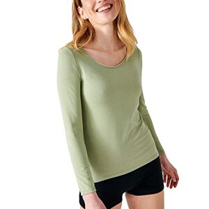 Damart Femme T-shirt Thermolactyl Sensitive Finition Ajourée, Manches Longues Sous v tement, Vert Sauge, XL EU - Publicité
