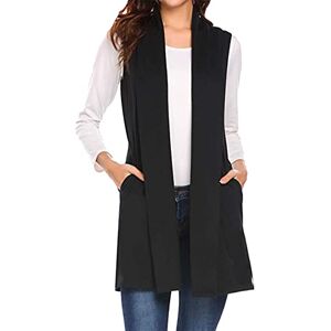 YMING Cardigans pour Femmes Gilet Ouvert De Couleur Unie Veste Slim sans Manches avec Poches Noir XXL - Publicité