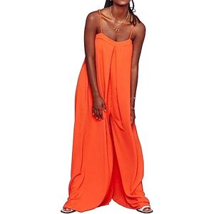 Générique Femme Sarouel Sexy Combi-Short Tie-Dye BohèMe DéContracté Coupe Ample Barboteuse Une PièCe à Jambe Large Style BohèMe à Col en V (M,Orange) - Publicité