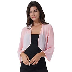 ranrann Boléro Femme Mousseline de Soie Veste Ouverte Top Dentelle Mariage Haut Chic Elégant Gilet Cérémonie pour Robe Soirée Mariage Mariée Cocktail Casual M-XXL Type M Rose XXL - Publicité