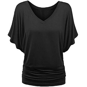 BIBOKAOKE Tunique Femme Longue Grande Taille T-Shirt Col en V Manches Chauve-Souris Blouse Couleur Unie Tee Shirt De Sport Décontracté Lâche Hauts Doux Confortables Chemisier Tunique Top - Publicité