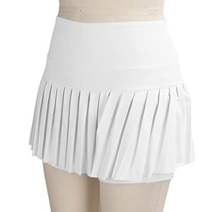 NSXAYIWE Jupe De Tennis Pour Femme Avec Poches, Jupe Plissée D'été Douce Et Respirante, Robe Short De Tennis En Deux Pièces Pour le Sport Et le Fitness, Blanc(XXL) - Publicité