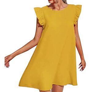 Generic Robe Sexy Jupe décontractée de Robe de Couleur Unie Douce et Douce pour Femmes Tunique de Plage Femme (Yellow, L) - Publicité