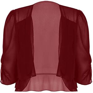 ranrann Boléro Femme Mousseline de Soie Veste Ouverte Top Dentelle Mariage Haut Chic Elégant Gilet Cérémonie pour Robe Soirée Mariage Mariée Cocktail Casual M-XXL Type H Bordeaux 5XL - Publicité